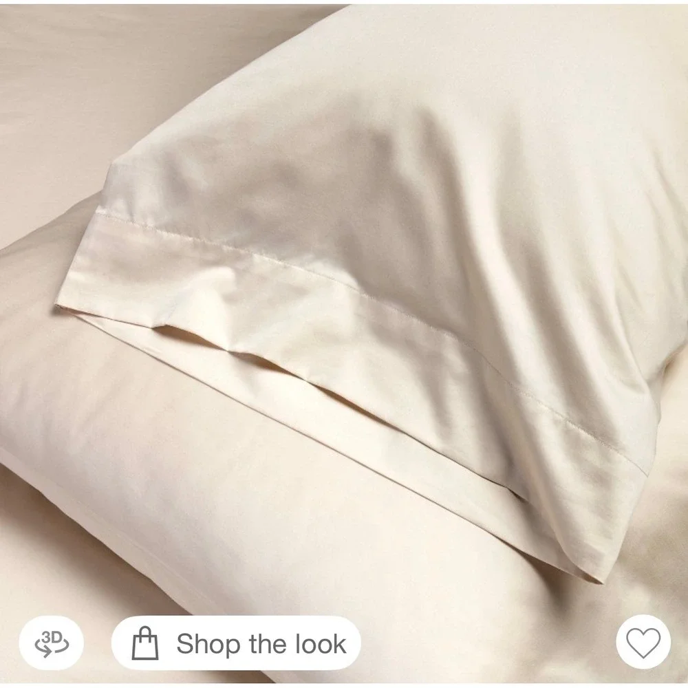 King 600 Thread Count Sateen Pillowcases Natural - Casaluna™